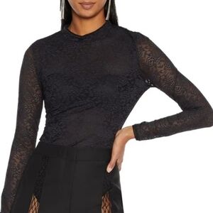Jonathan Simkhai Standard Maddox Lace Mock Neck Bodysuit